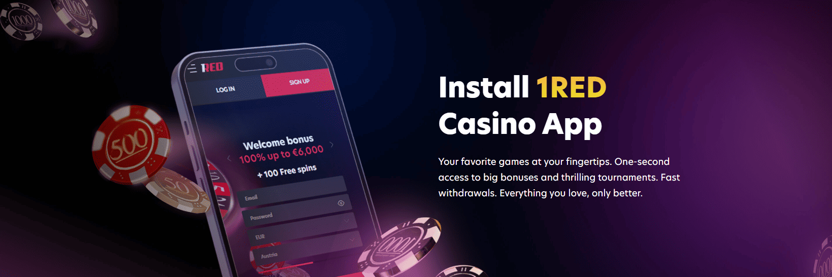 1Red Bonus Casino Hero Banner